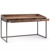 Ralston Solid Acacia Wood Modern Industrial 60 In. Wide Writing Office Desk in Rustic Natural Aged Brown