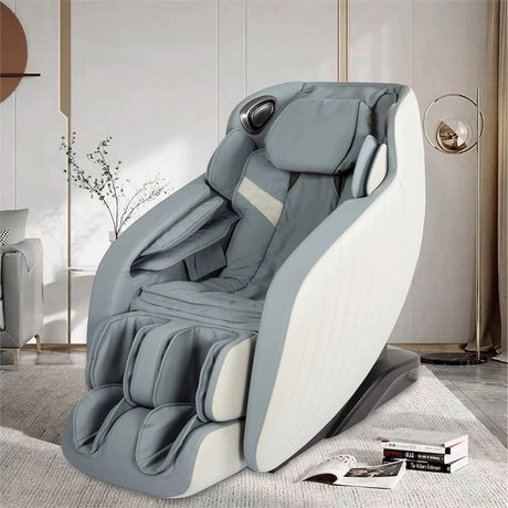 Maklaine Blue Faux Leather Zero Gravity Recliner 3D Programmable Massage Chair