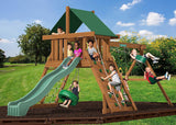 Creative Playthings Northbridge Pack 1 Wooden Swing Set (Made in the USA), Includes Climbing Wall for Kids, Playground Swings and Slide, and Tire Swing, 22 X 12 X 11 Ft