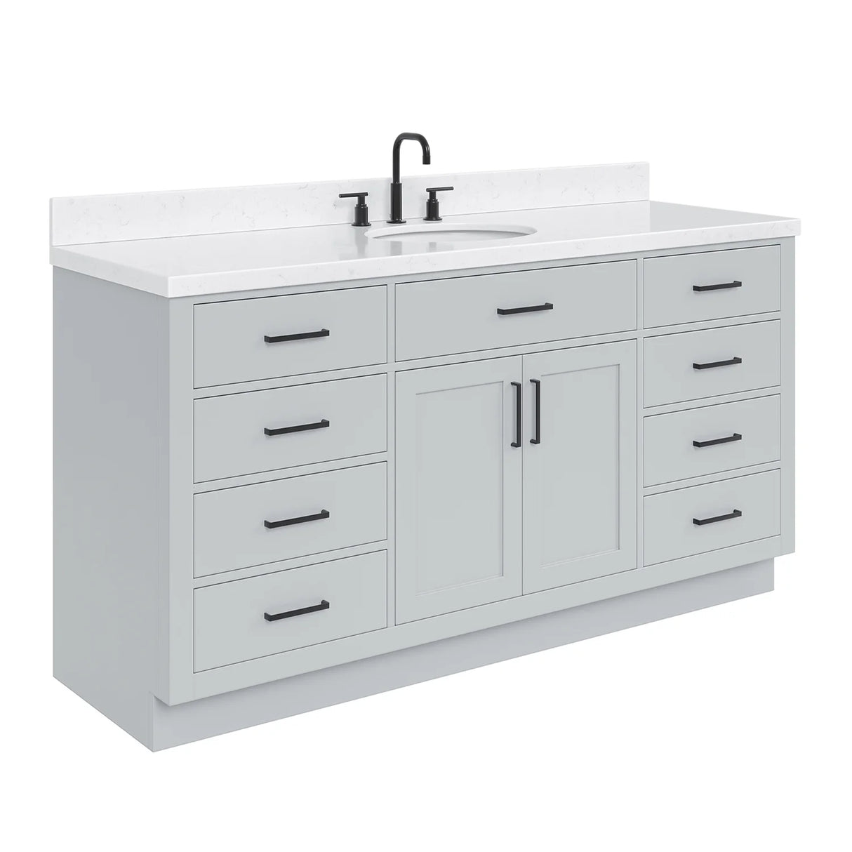 T066Scqovo Hepburn 66" Free Standing Single Basin Vanity Set - Grey