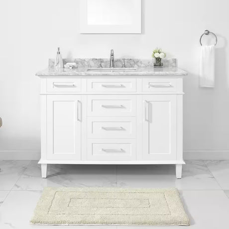 Sonoma 48 In. Single Sink Freestanding White Bath Vanity with Carrara Marble Top (Assembled)