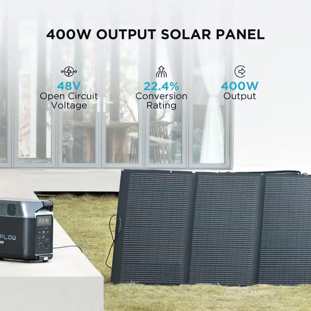 2000-Watt Output/5000-Watt Peak Solar Generator DELTA Max 2000 with 400-Watt Solar Panel for Home, Camping and Rvs