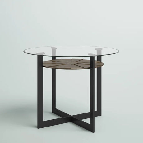 Rowlett round Glass Top Dining Table