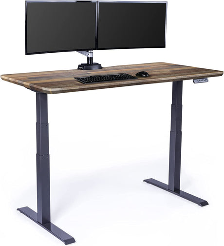 Electric Standing Desk- 60X30 desk Adjustable Height Stand up Desk-Dual Motor with Memory Presets, Stable T-Style Legs- Home Office Essentials- Reclaimed Wood