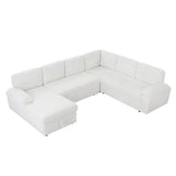 Seetaras 118"Oversized Modular Storage Sectional Sofa Set Convertible L/U Shaped Corduroy Upholstered Couch with Storage Ottoman 7 Deep Seat Furniture Convertible Sleeper Sofabed RIGHT