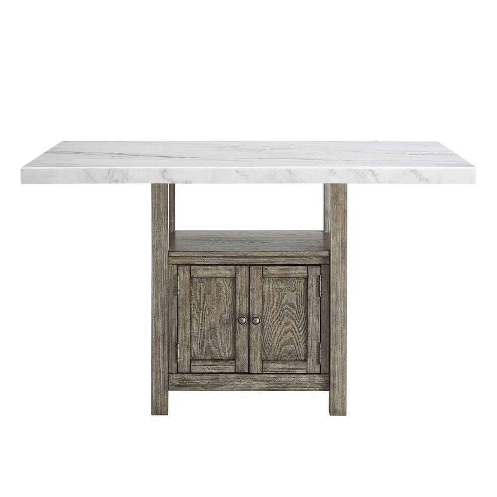 Steve Silver Grayson White Marble and Driftwood 5-Piece Counter Height Set