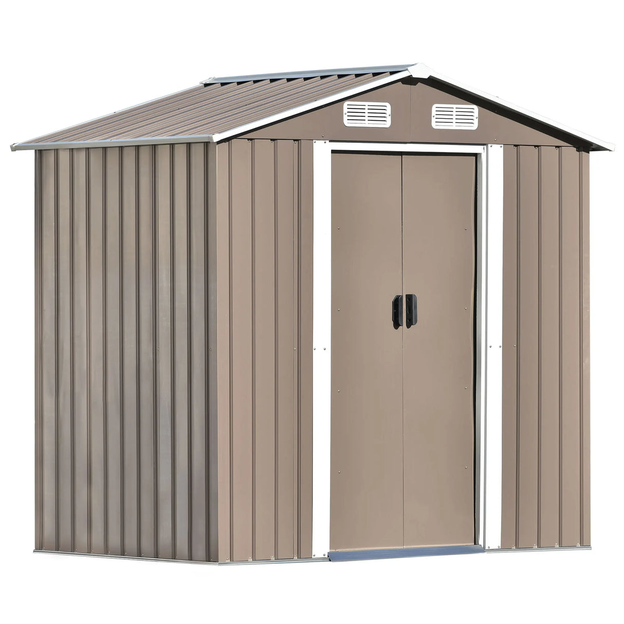 Patio 6Ft X4Ft Bike Shed Garden Shed, Metal Storage Shed with Lockable Door, Tool Cabinet with Vents and Foundation for Backyard