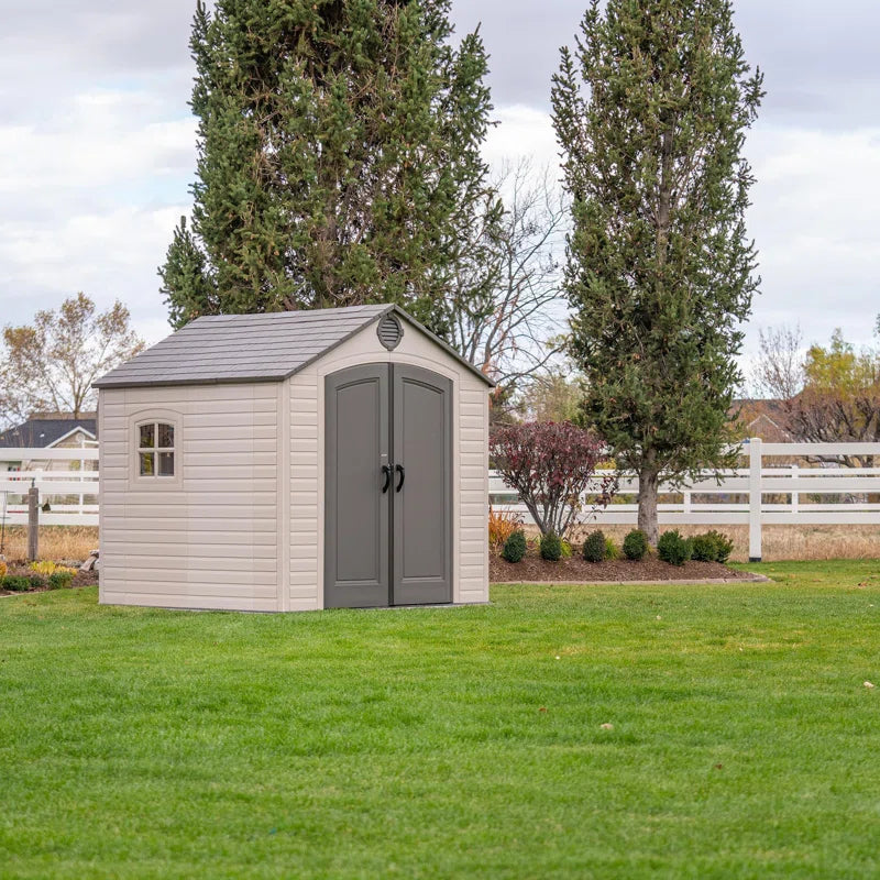 Lifetime 8 Ft. X 7.5 Ft. High-Density Polyethylene (Plastic) Outdoor Storage Shed with Steel-Reinforced Construction