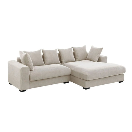 3 - Piece Upholstered Corduroy Sectional Sofa with Chaise-Beige