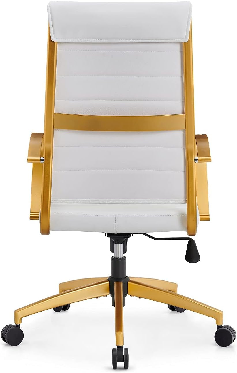 Gold Office Chair Executive Office Chair Ergonomic High Back Conference Computer Chair with Lumbar Support White Executive Swivel Office Desk Chair 350+Lb 4020 (Gold White)