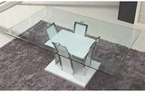 Valery Contemporary Glass Top Dining Table in White