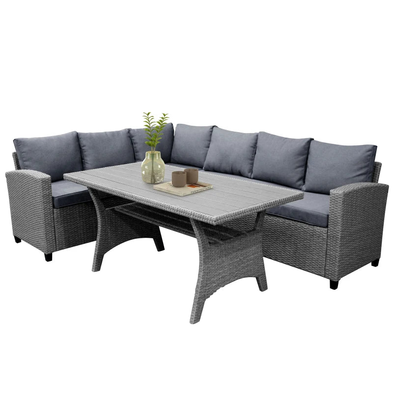 Patio Furniture Sets, Outdoor Patio Dining Table Set,Rattan Wicker Conversation Set,Sectional Sofa Set with Table & Soft Cushion