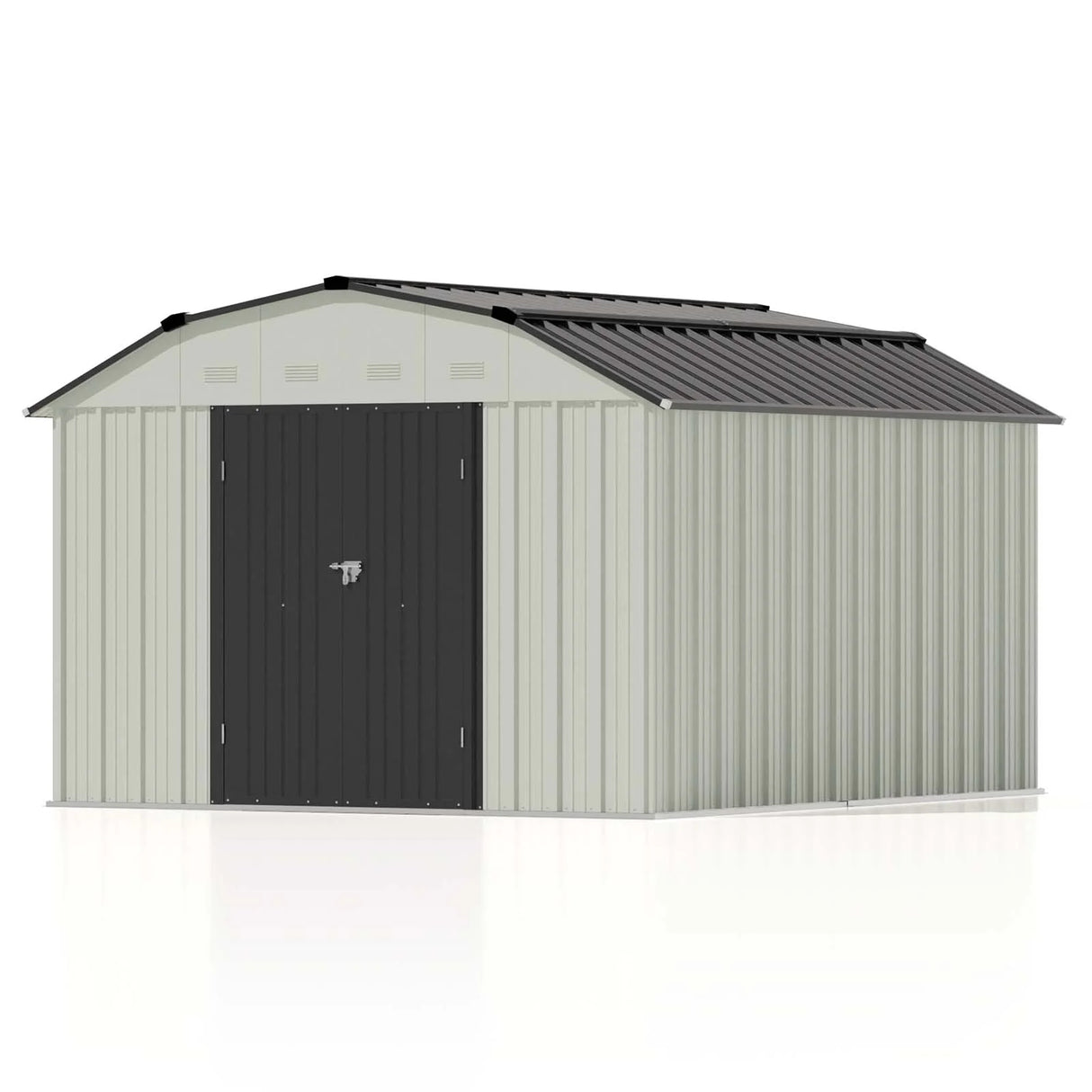 Patiowell 10' X 12' Barn Style Metal Storage Shed for Outdoor, Steel Yard Shed with Design of Lockable Doors, Utility and Tool Storage for Garden, Backyard, Patio, outside Use.