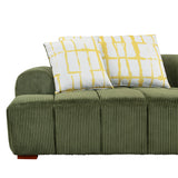 103.9" Modern Couch Corduroy Fabric Comfy Sofa with Rubber Wood Legs, 4 Pillows for Living Room, Bedroom, Office, Green