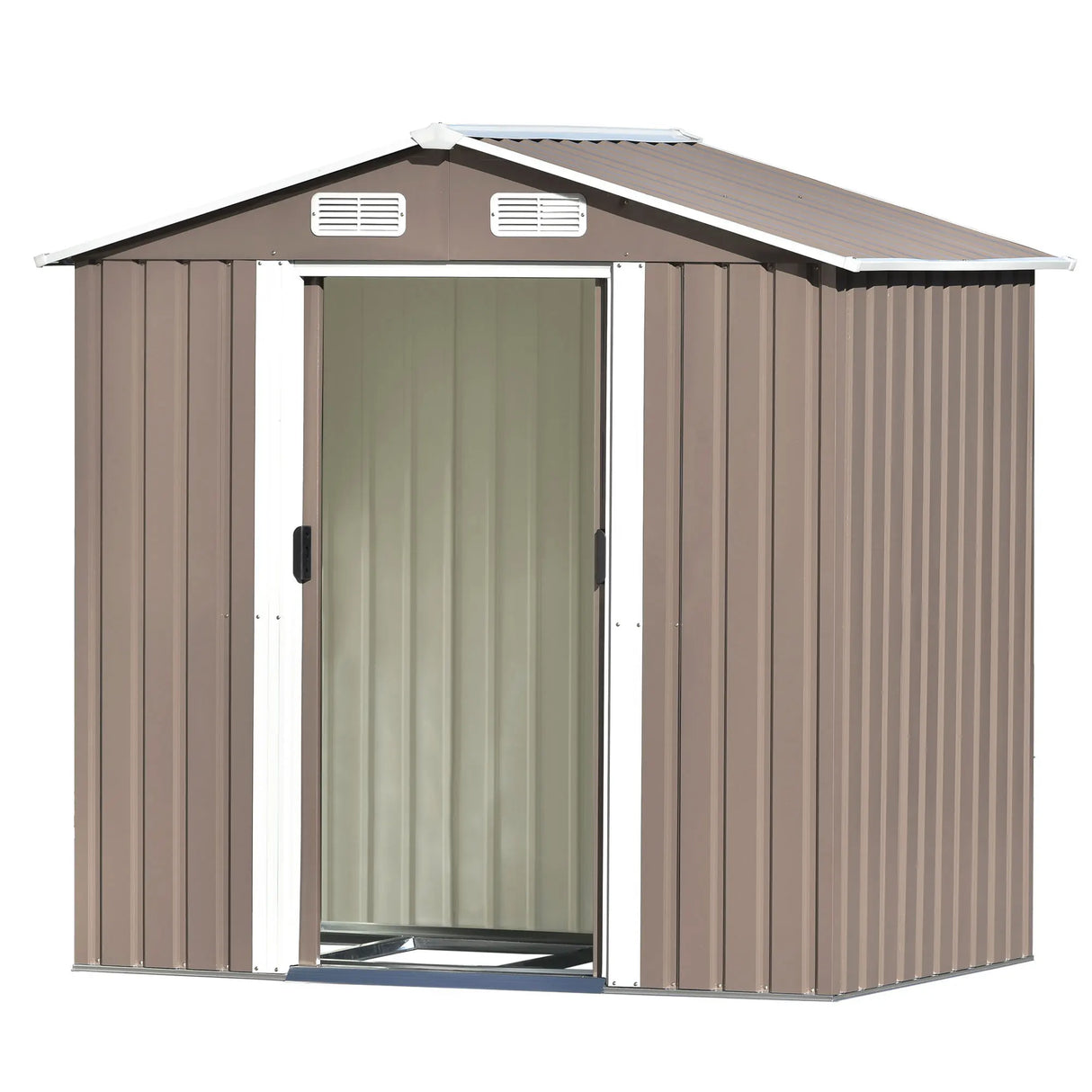 Patio 6Ft X4Ft Bike Shed Garden Shed, Metal Storage Shed with Lockable Door, Tool Cabinet with Vents and Foundation for Backyard