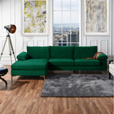 Modern Sectional Sofa L Shaped Velvet Couch, with Extra Wide Chaise Lounge, Large, Green