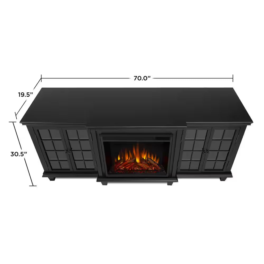 Marlowe 70 In. Freestanding Electric Fireplace TV Stand in Black