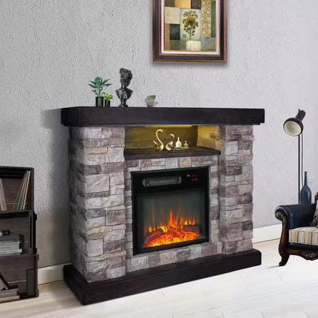 40 In. Freestanding Electric Fireplace in Gray