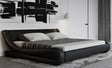 Furniture Modern Marlo Black Genuine Leather Queen Size Platform Bed