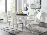 Scottsmoor Modern High Gloss Halo 6 Seater Dining Table Set with Luxury Faux Leather Dining Chairs