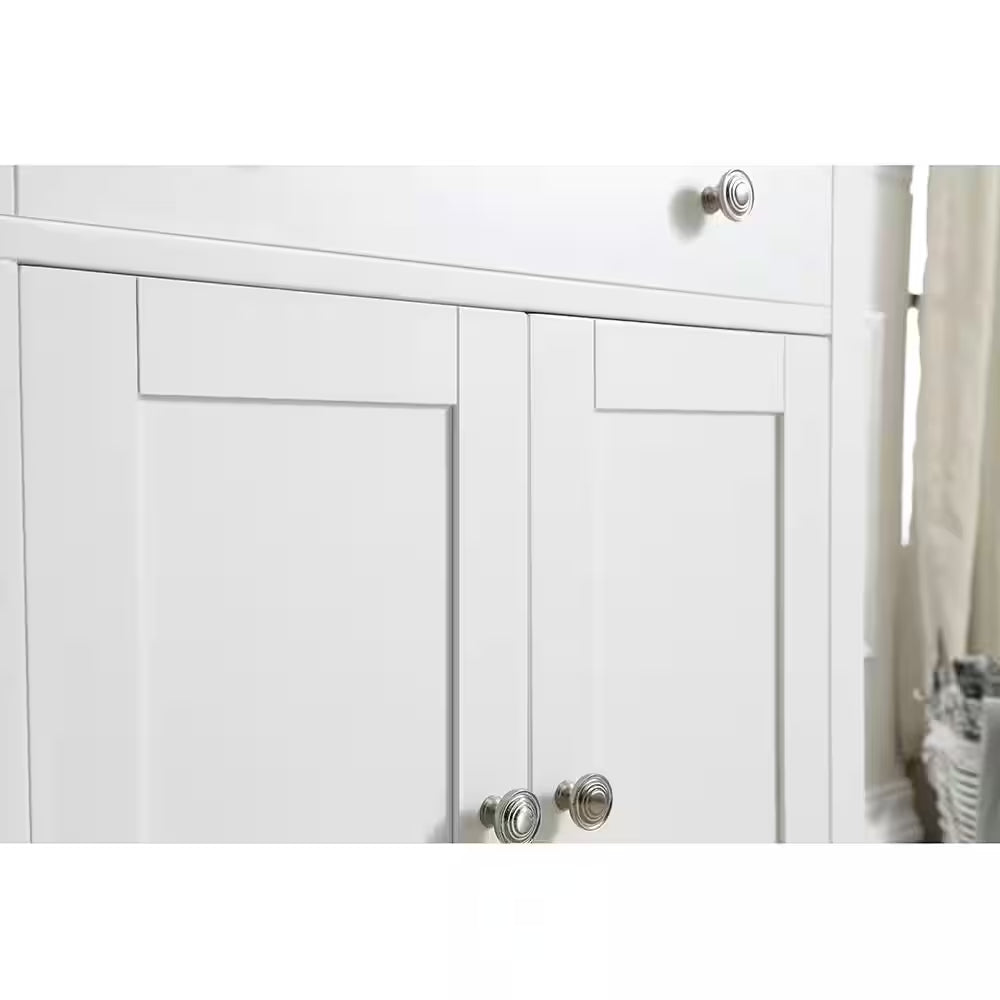 Austen 60 In. W X 22 In. D X 34 In. H Double Sink Bath Vanity in White with White Engineered Marble Top