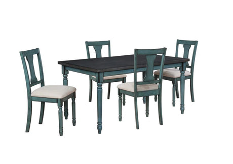 Bastion 5 Piece Two Toned Wood and Upholstered Dining Set