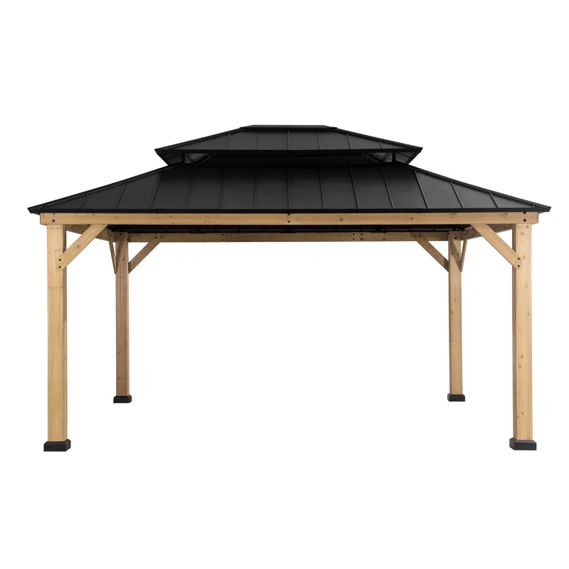 Sunjoy Archwood Patio Cedar Framed Steel Hardtop Gazebo