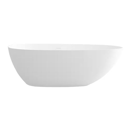 71 In. Stone Resin Solid Surface Matte Flatbottom Freestanding Bathtub Soaking Tub in White