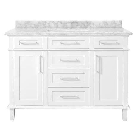 Sonoma 48 In. Single Sink Freestanding White Bath Vanity with Carrara Marble Top (Assembled)