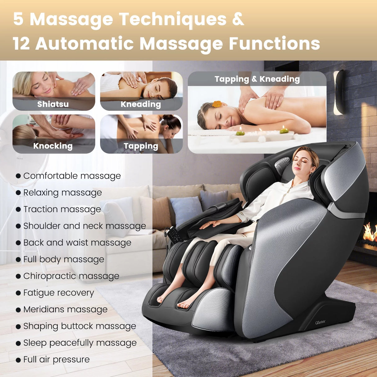SL Track Full Body Zero Gravity Massage Chair with Voice Control Heat Foot Roller