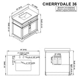 Cherrydale 36 In. W X 22 In. D X 34 In. H Single Sink Bath Vanity in White with White Engineered Marble Top