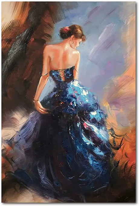 Modern Abstract Oil Painting Beautiful Girl Wall Art on Canvas for Dancing Room, Office, Bathroom,Bedroom,Home Decor, Handmade