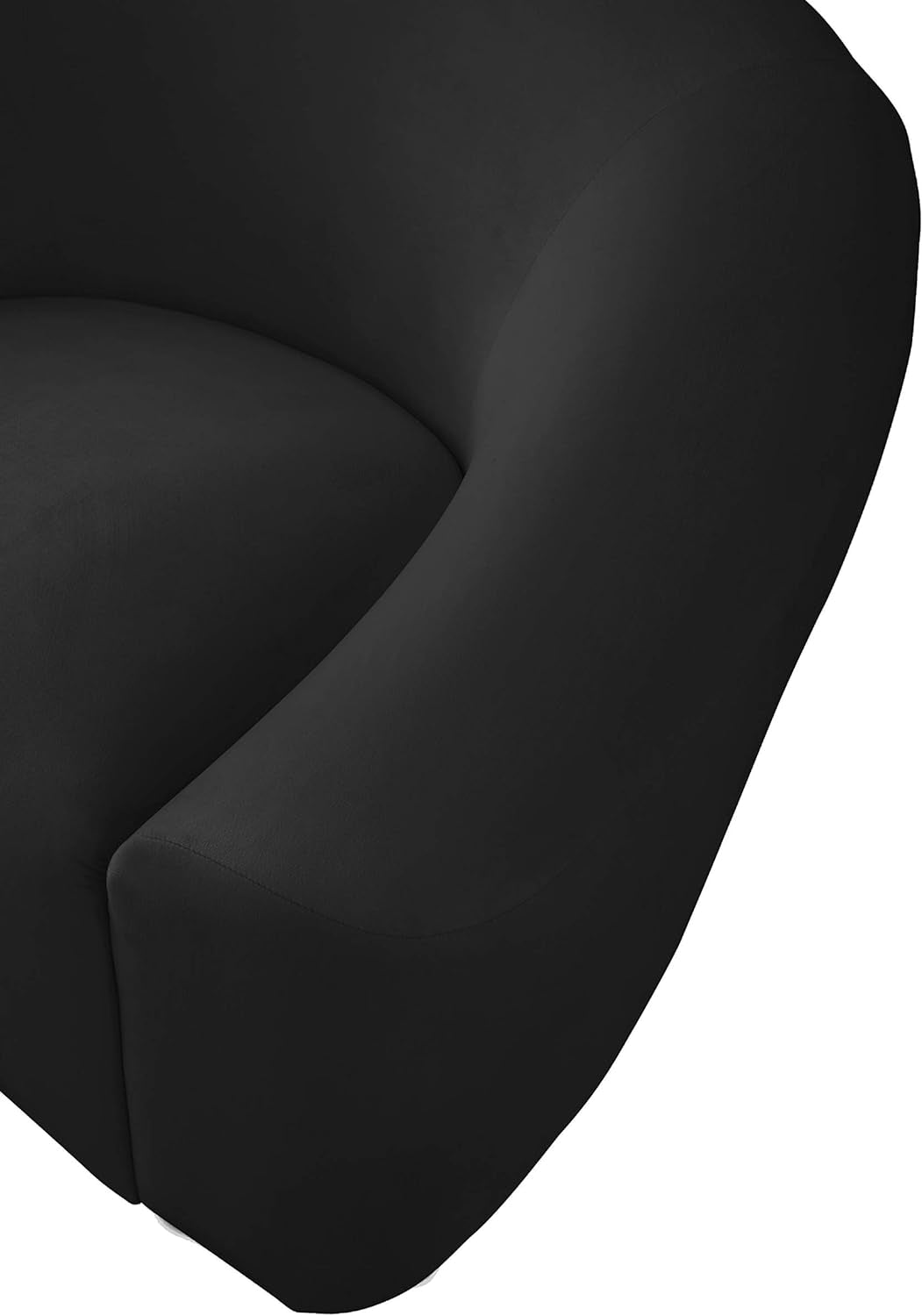 Riley Collection Modern | Contemporary Velvet Upholstered Chair with Rounded Design, 49" W X 35.5" D X 29.5" H, Black
