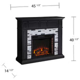 Etta Marble 46 In. Electric Fireplace in Black with White and Gray