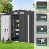 10' X 8' Outdoor Metal Storage Shed, Tools Storage Shed, Galvanized Steel Garden Shed with Lockable Doors, Outdoor Storage Shed for Backyard, Patio, Lawn, D7811