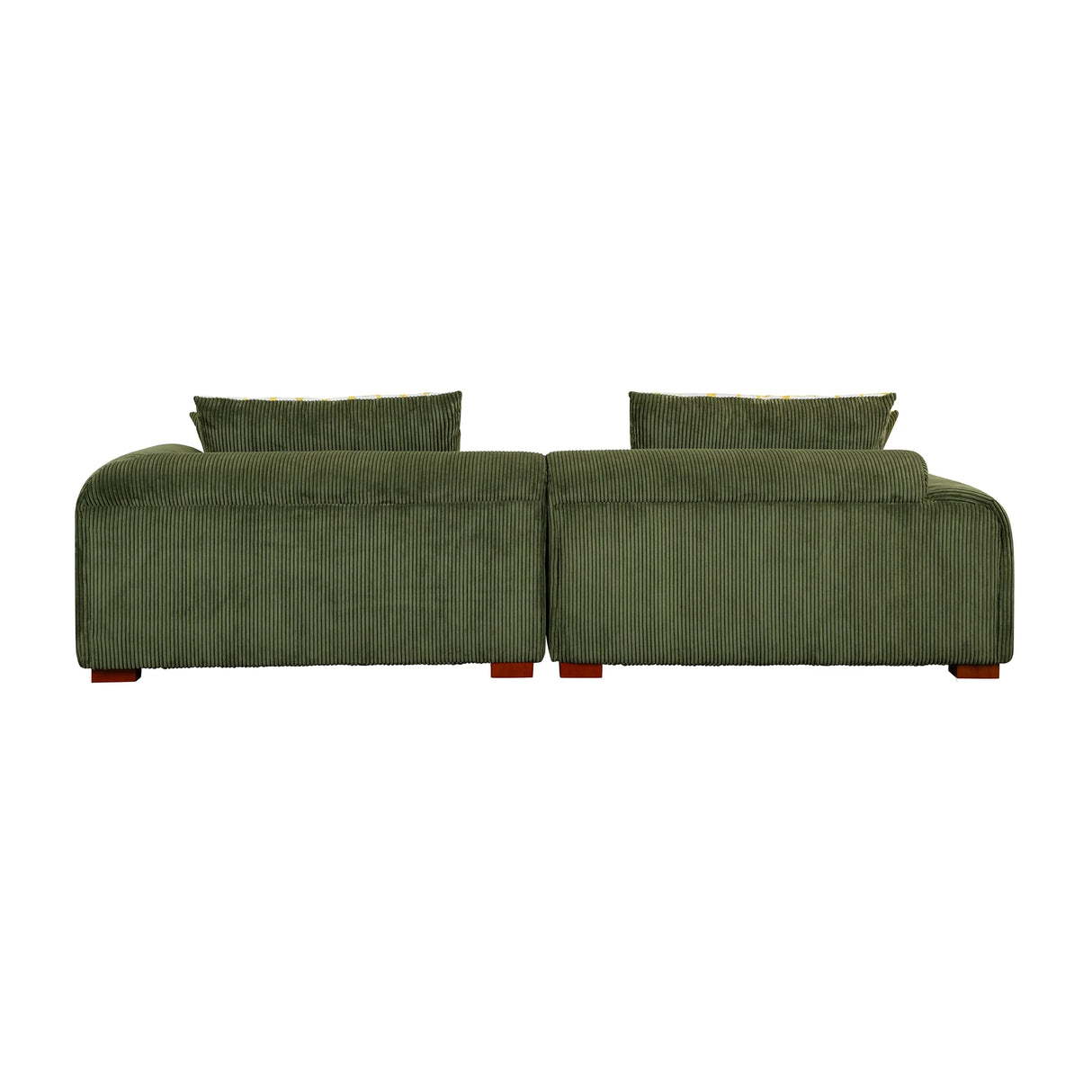 103.9" Modern Couch Corduroy Fabric Comfy Sofa with Rubber Wood Legs, 4 Pillows for Living Room, Bedroom, Office, Green