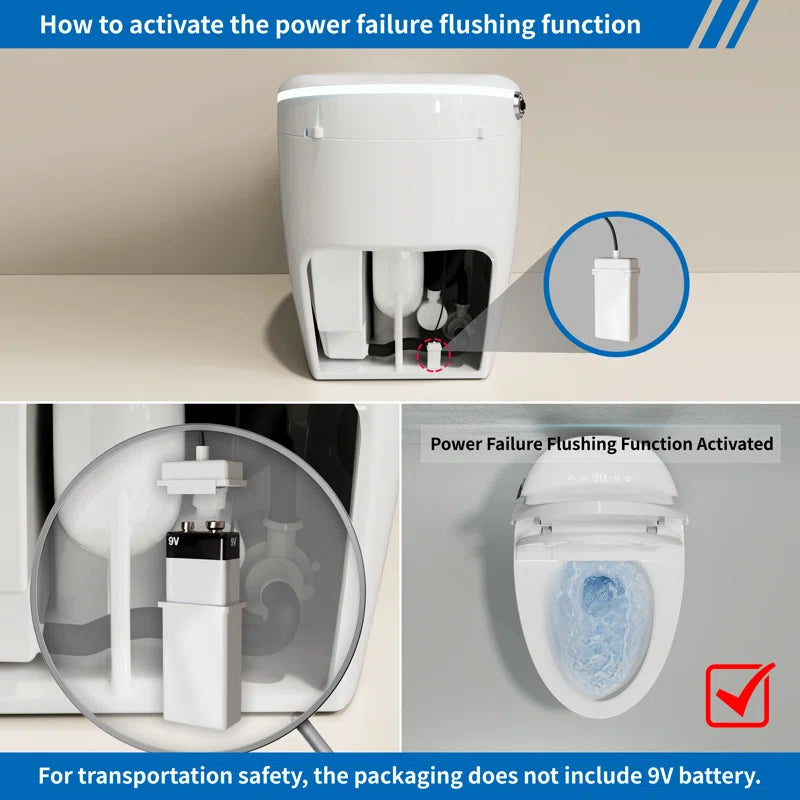 Smart Bidet Toilet with Massage Washing, Auto Flush, Heated Seat, Multi Function Remote Control