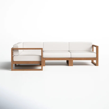Cambridge Outdoor Patio Teak Wood 4-Piece Sectional Sofa Set