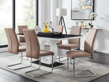 Scottsmoor Modern High Gloss Halo 6 Seater Dining Table Set with Luxury Faux Leather Dining Chairs