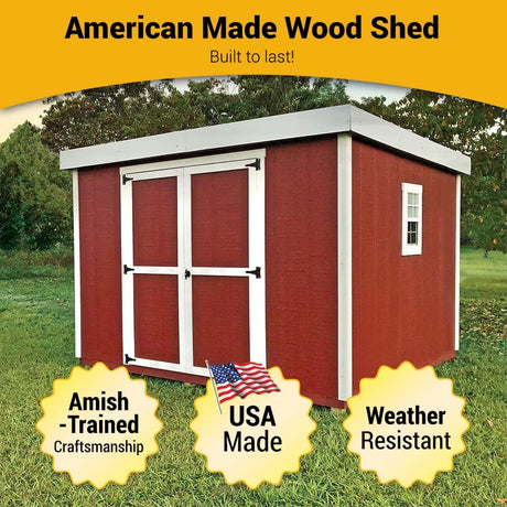 Overez Outdoor Storage Shed (﻿10 Ft. X 10 Ft. X 7.5 Ft), Pinewood USA Made Shed Kit in a Box, Double Doors, Windows, Large Storage Shed for Lawn Equipment and Outdoor Gear (Shed Floor Sold Separately)