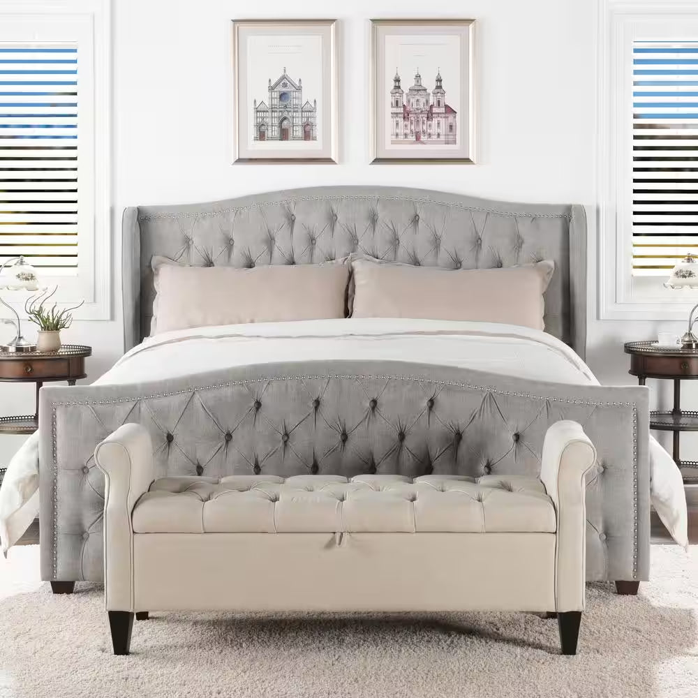 Marcella Silver Gray King Upholstered Bed