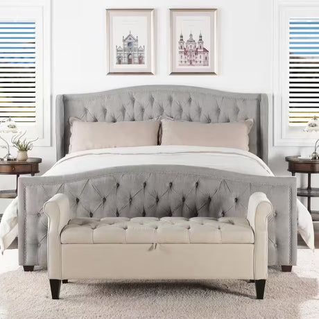 Marcella Silver Gray King Upholstered Bed