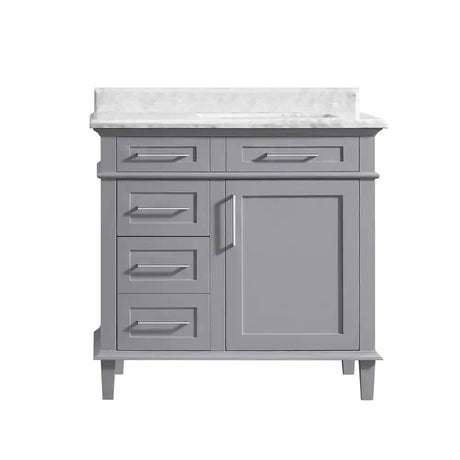 Sonoma 36 In. Single Sink Freestanding Pebble Gray Bath Vanity with Carrara Marble Top (Assembled)