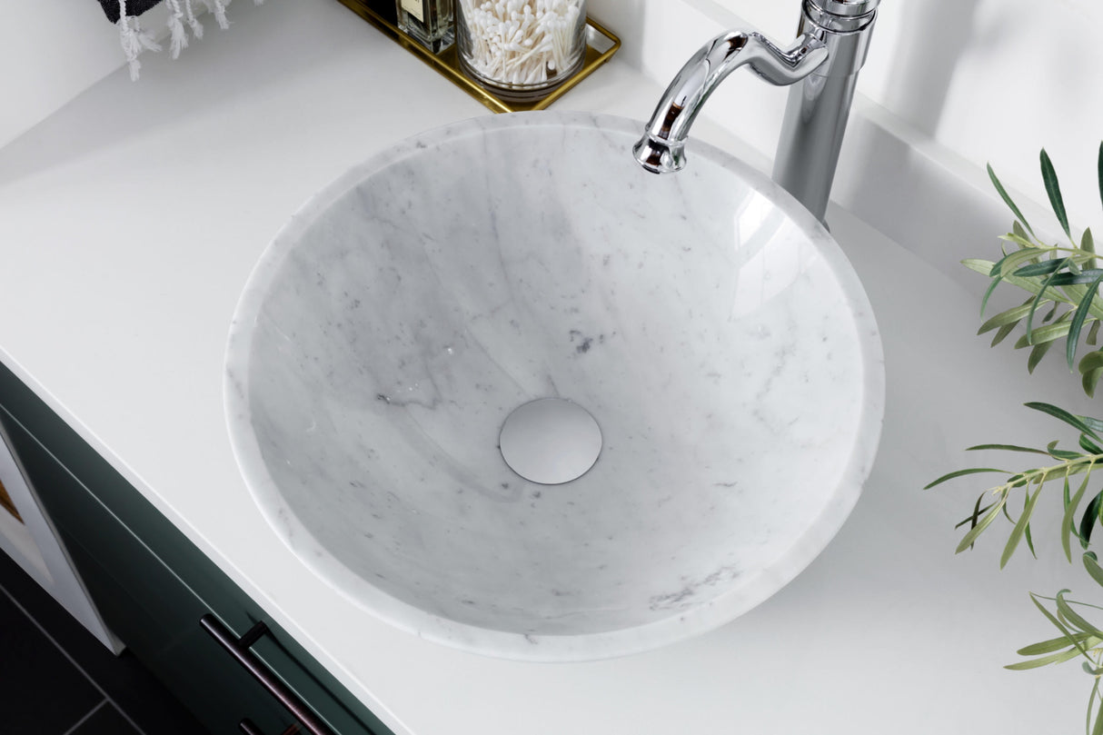 Miseno Mno-Wc Circular 17" Carrera Marble Vessel Bathroom Sink - Bronze