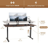 Standing Desk 71 X 32 Inches Dual-Motor Height Adjustable Desk Electric Sit Stand Desk Home Office Desks Whole Piece Desk Board (English Walnut Desktop/Black Frame)