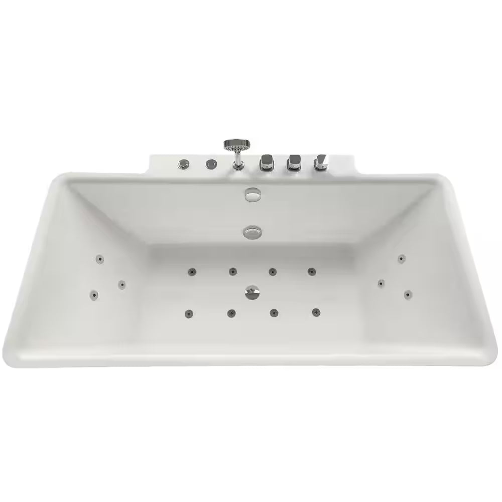 Catania 68 In. Acrylic Flatbottom Whirlpool Bathtub in White