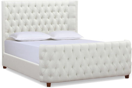 Brooklyn Queen Tufted Panel Bed Headboard and Footboard Set, Antique White Polyester