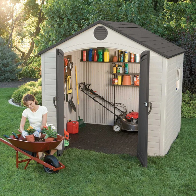 Lifetime 8 Ft. X 7.5 Ft. High-Density Polyethylene (Plastic) Outdoor Storage Shed with Steel-Reinforced Construction