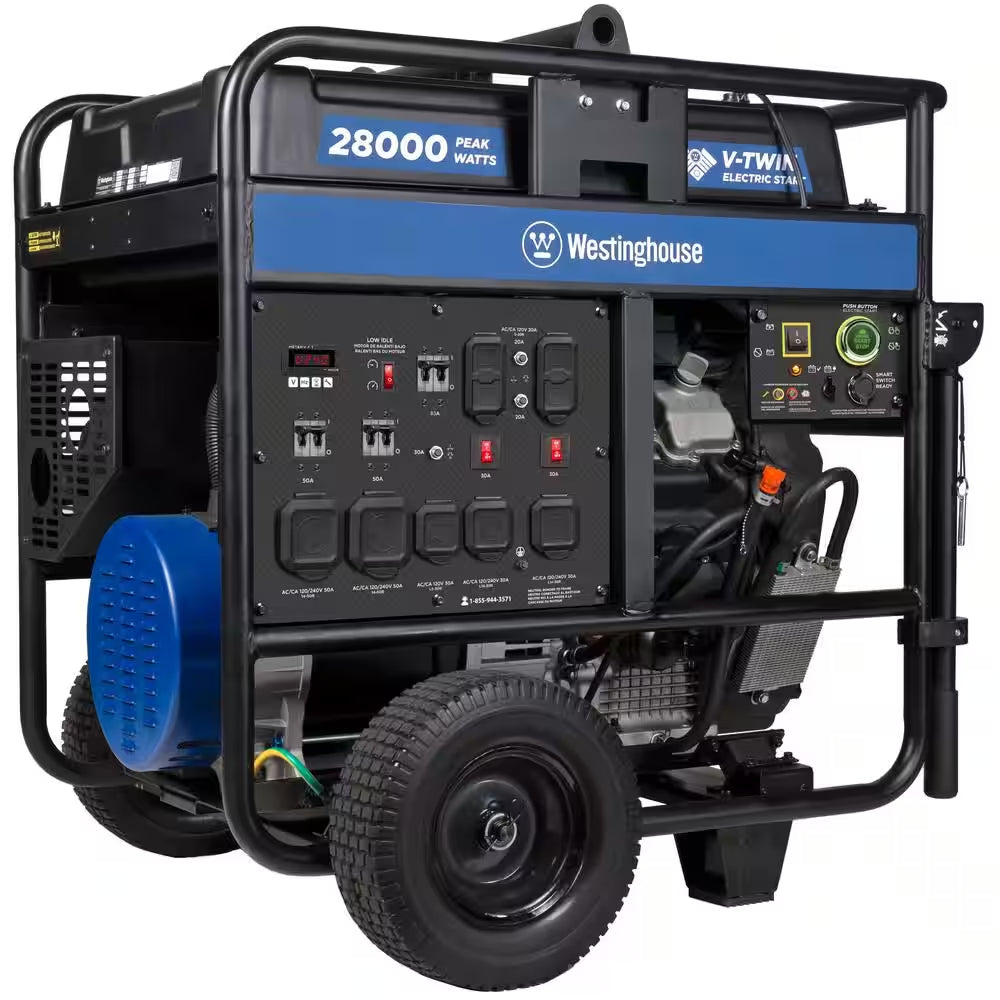 28,000/20,000-Watt Gas Powered Portable Generator with Remote Electric Start and 50 Amp Outlet for Home Backup