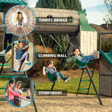Lifetime Kid'S Adventure Tunnel Swing Set with Clubhouse and Climbing Wall (91134)